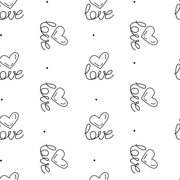 Vecteur Mignon Motif Amour Sans Couture Avec Coeur Dessiné Main — Image vectorielle