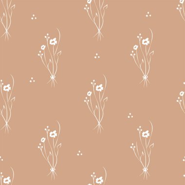 Vektör çizimi. Çiçeksiz desen. Bir buket yabani çiçek. El yapımı çiçek tarlası. Basit çiçekler.