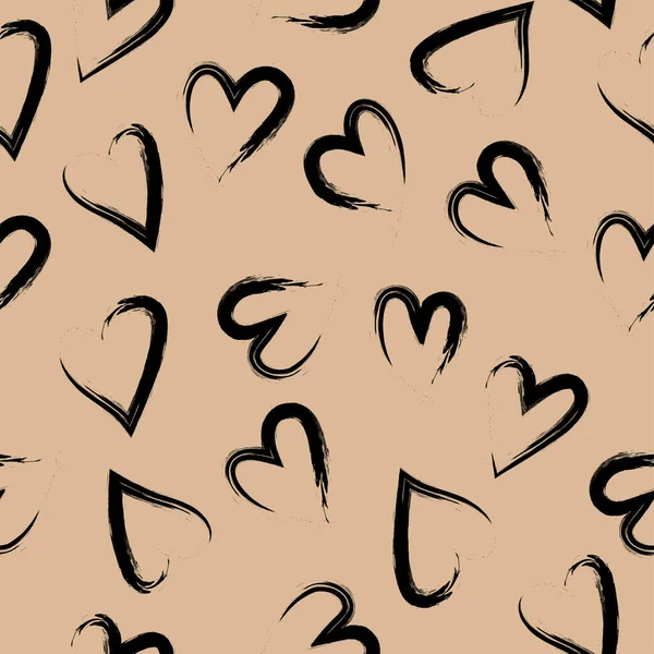 Vektorillustration Handgezeichnete Nahtlose Muster Von Herzen Hintergrund Doodle Stil Tinte — Stockvektor