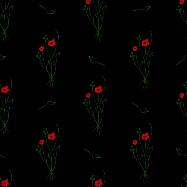 Vektorillustration Florales Nahtloses Muster Strauß Wilder Blumen Handgezeichnetes Blumenfeld Einfache — Stockvektor