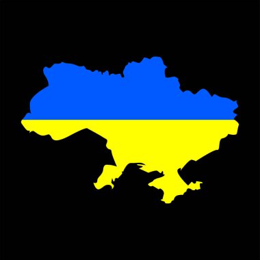 Vektör. Ulusal bayrak, dış hatlar, dış hatlar, ülke sınırları. Coğrafi konum simgesi. Ülkenin vatanseverliği, Ukrayna 'nın sarı-mavi bayrağı. Kullanıcı arayüzü ögesi. Hatıra..