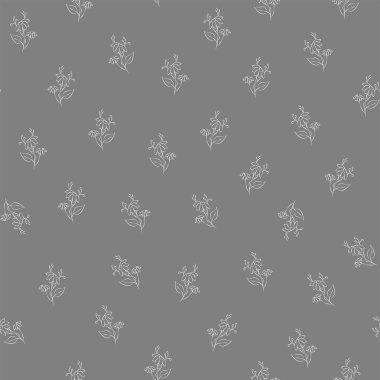 Vektör gri ve beyaz çizim. Çiçeksiz desen. Bir buket yabani çiçek. El yapımı çiçek tarlası. Basit çiçekler. Papatya çayının çiçekli başları. Özet çizimi.
