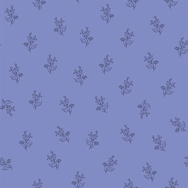 Vektor Nahtlose Muster Floralen Lavendel Hintergrund Konturzeichnung Einer Blume Strauß — Stockvektor