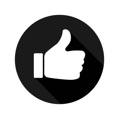 Vektör çizimi. Baş parmak yukarı ve aşağı, bildirim simgesi, düz simge. Sosyal ağlar için vektör simgeleri, web sitesi arayüzü, blog yazarları için simgeler.