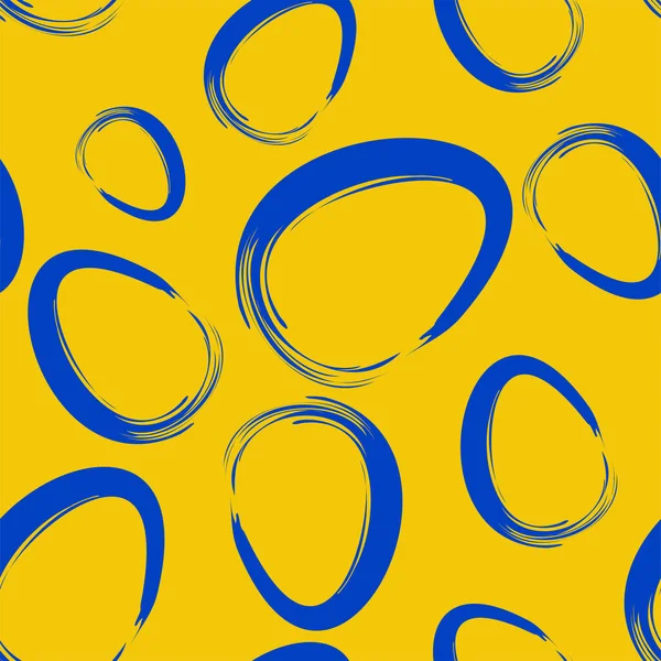 复活节设计与手绘笔划黄蓝色鸡蛋 现代简约主义风格 无缝图案 明信片 小册子 海报和其他促销产品的背景 — 图库矢量图片