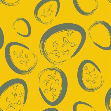 Vektör. Paskalya tasarımı, el fırçası darbeleri, pastel renkli yumurtalar. Modern minimalist tarzda. Kusursuz desen, bir kartpostal, afiş, broşür, poster ve diğer promosyon ürünleri için arka plan.