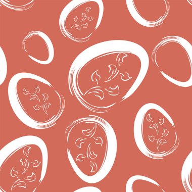 Vektör. Paskalya tasarımı, el fırçası darbeleri, pastel renkli yumurtalar. Modern minimalist tarzda. Kusursuz desen, bir kartpostal, afiş, broşür, poster ve diğer promosyon ürünleri için arka plan.