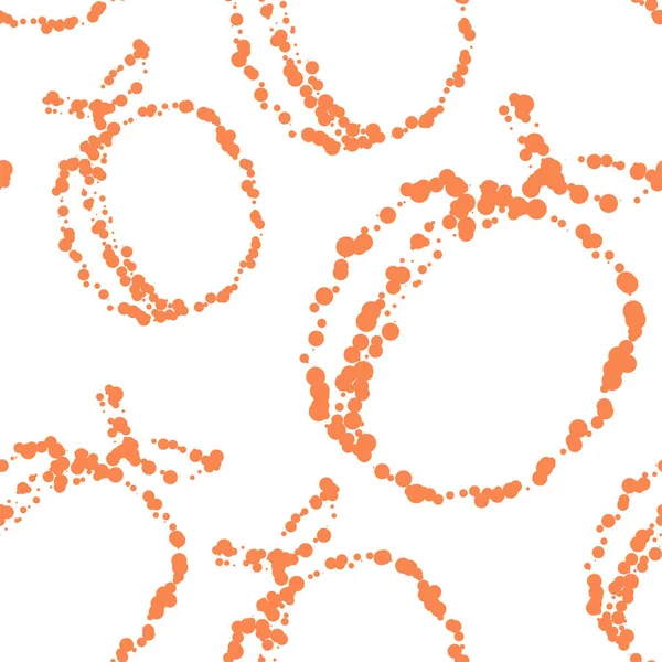 Vector Geometric Seamless Pattern Juicy Apricot Peach Consisting Dots Different — 스톡 벡터