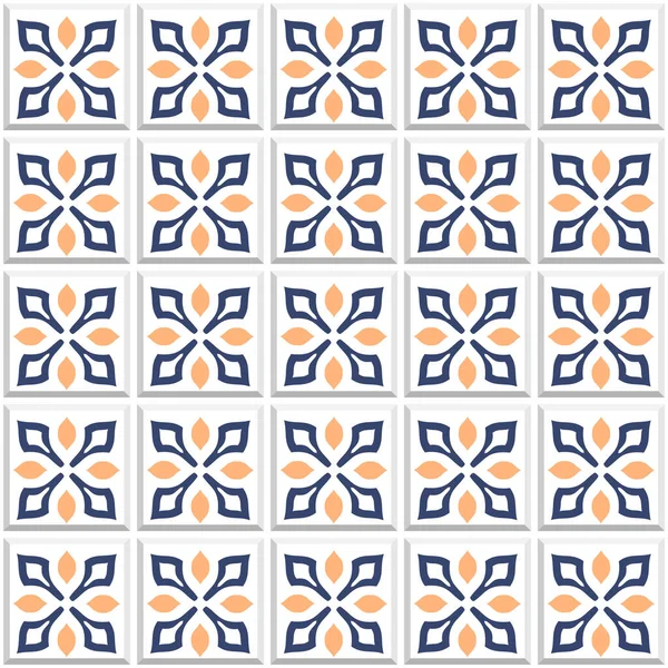 Vector Seamless Mediterranean Geometric Folk Pattern Talavera Template Portuguese Azulejo — Archivo Imágenes Vectoriales