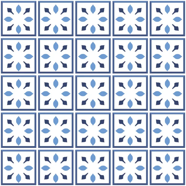 Vektör. Kusursuz Akdeniz geometrik halk modeli. Talavera şablonu. Portekizce azulejo. Basit duvar seramik fayansları. Fas mozaiği. İspanyol porseleni. Banyo, mutfak ve havuz için fayanslar..