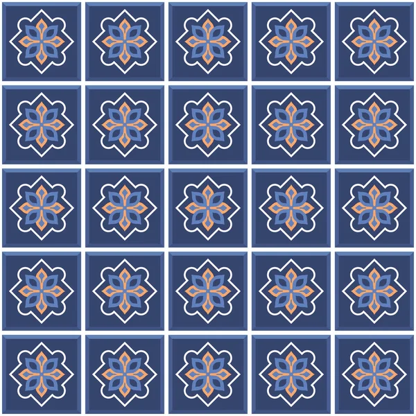 Vektor Nahtloses Mediterranes Geometrisches Volksmuster Vorlage Talavera Portugiesischer Azulejo Einfache — Stockvektor