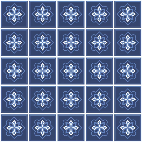 Vektör. Kusursuz Akdeniz geometrik halk modeli. Talavera şablonu. Portekizce azulejo. Basit duvar seramik fayansları. Fas mozaiği. İspanyol porseleni. Banyo, mutfak ve havuz için fayanslar..