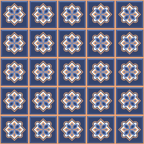 Vector Seamless Mediterranean Geometric Folk Pattern Talavera Template Portuguese Azulejo — Image vectorielle