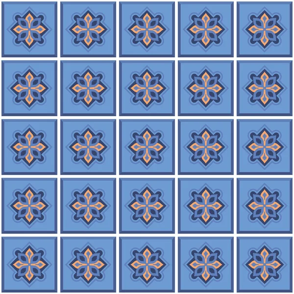Vector Seamless Mediterranean Geometric Folk Pattern Talavera Template Portuguese Azulejo — Stock vektor