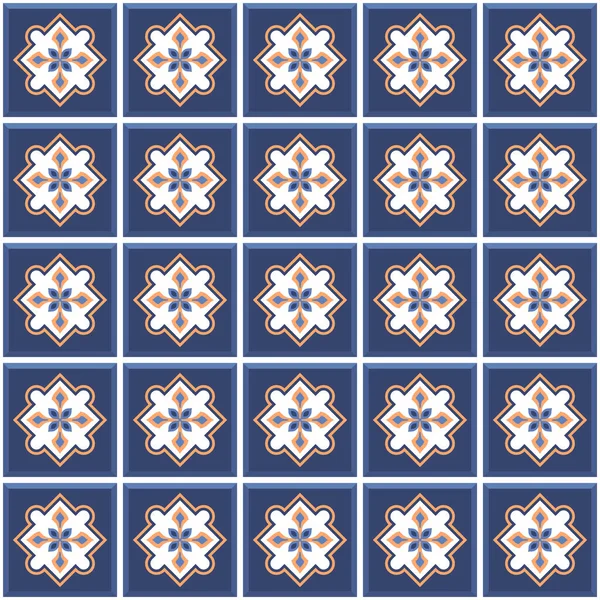 Vektör. Kusursuz Akdeniz geometrik halk modeli. Talavera şablonu. Portekizce azulejo. Basit duvar seramik fayansları. Fas mozaiği. İspanyol porseleni. Banyo, mutfak ve havuz için fayanslar..