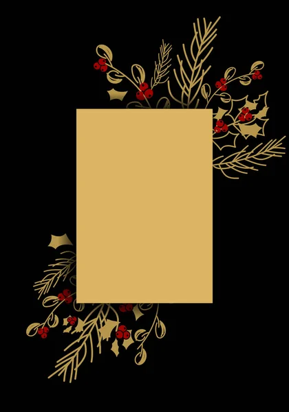 Βέκτορ Καλά Χριστούγεννα Και Καλή Πρωτοχρονιά Floral Φόντο Αντίγραφο Χώρο — Διανυσματικό Αρχείο