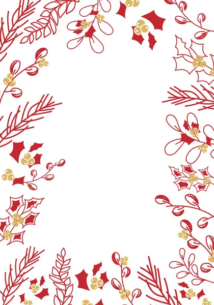 Vector Feliz Natal Feliz Ano Novo Fundo Floral Espaço Cópia —  Vetores de Stock