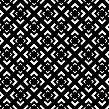 Vektör. Siyah ve beyaz, soyut, etnik, kusursuz bir model. Açı ayraçlarının arkaplanı. Mozaik. Ambalaj kağıdı, tekstil baskısı, web tasarımı, kapak, reklam ve tipografik ürünlerin tasarımı.