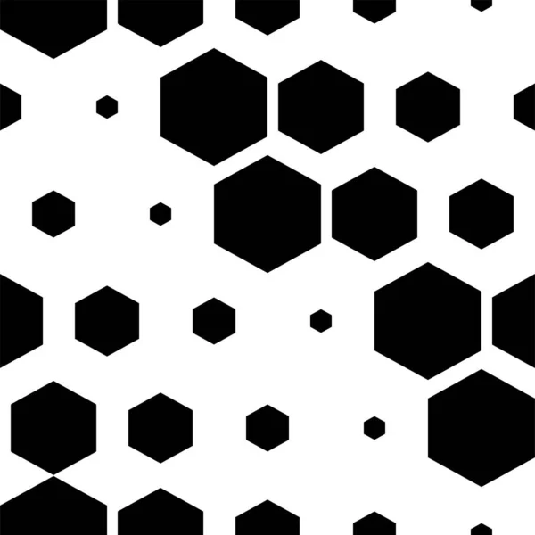 Vektor Illusztráció Hexagon Textúra Fekete Fehér Geometriai Zökkenőmentes Minta Mozaik — Stock Vector