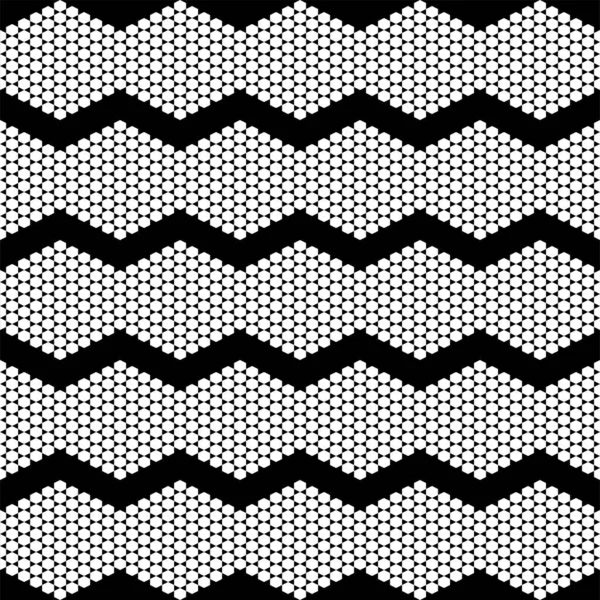 Ilustracja Wektora Sześciokątna Faktura Czarno Biały Geometryczny Bezszwowy Wzór Mozaika — Wektor stockowy
