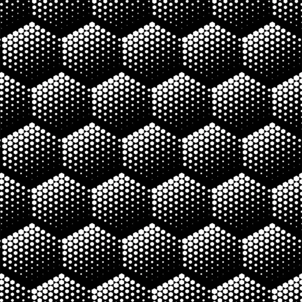 ベクトルイラスト 六角形の質感 黒と白の幾何学的なシームレスなパターン モザイク抽象的な背景 六角形の繰り返し 多角形のテクスチャ — ストックベクタ