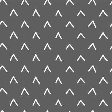 Vektör. Gri ve beyaz arka plan. Sanatsal arkaplan, elle çizilmiş basit şekiller, kontrol işaretleri. Mozaik soyut arka plan. Tekrarlanan geometrik doku.