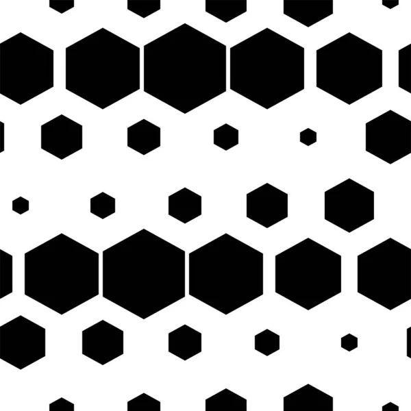 矢量图解 六边形纹理 黑白几何无缝图案 马赛克抽象背景 六角形重复几何多边形纹理 — 图库矢量图片