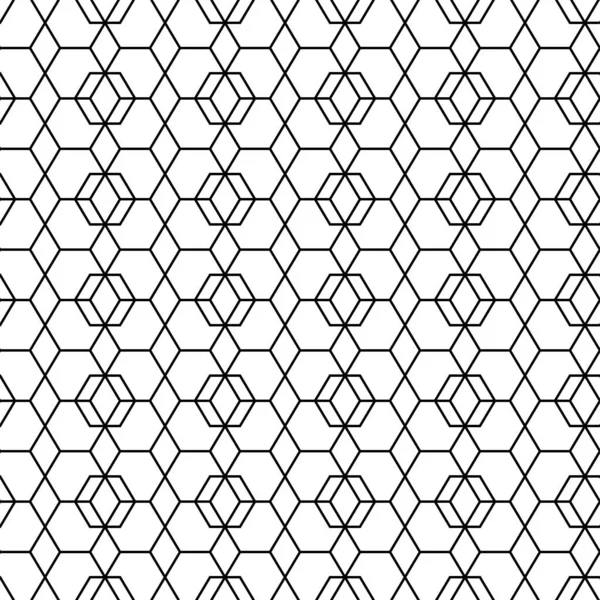 Vector illustration. The texture of the contour hexagon. Black and white geometric seamless pattern. Mosaic abstract background. Hexagonal repeating geometric polygon texture.