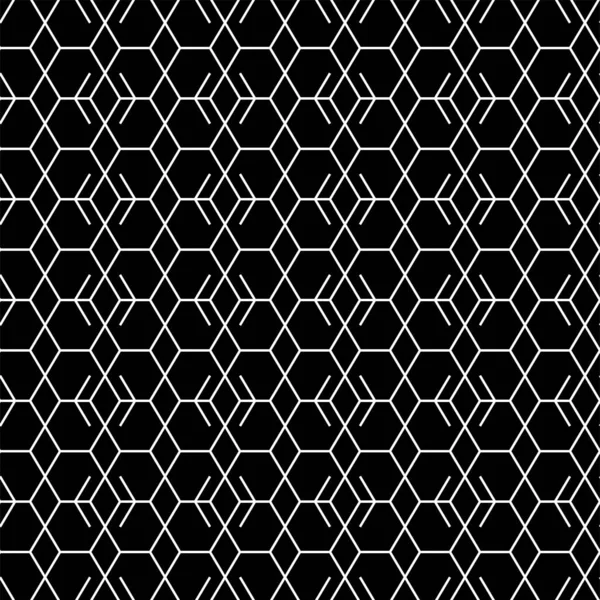 Vector Illustration Texture Contour Hexagon Black White Geometric Seamless Pattern — Wektor stockowy