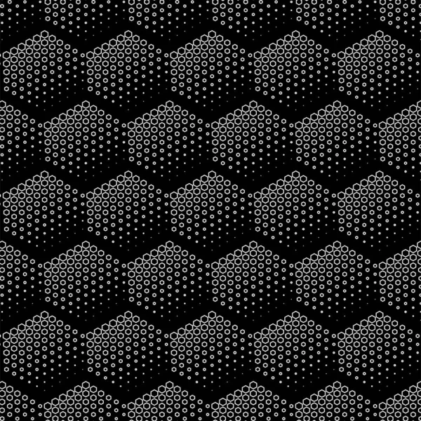 Vector Illustration Texture Contour Hexagon Black White Geometric Seamless Pattern — ストックベクタ