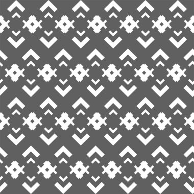 Vektör. Gri ve beyaz, soyut, etnik, kusursuz bir model. Açı ayraçlarının arkaplanı. Mozaik. Ambalaj kağıdı, tekstil baskısı, web tasarımı, kapak, reklam ve tipografik ürünlerin tasarımı.