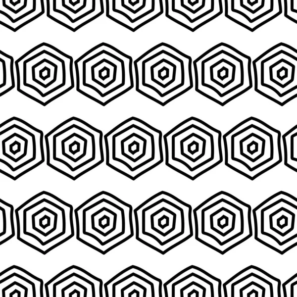 Вектор Текстура Контурного Шестиугольника Черно Белый Геометрический Бесшовный Рисунок Мозаичный — стоковый вектор