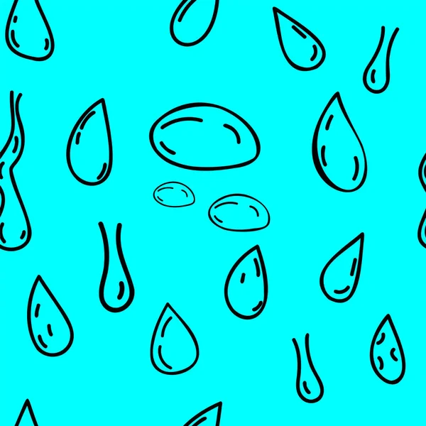 Vector Illustration Seamless Pattern Hand Drawn Water Drops Raindrops Tears — 图库矢量图片