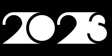 Vektör. Yeni yılın kutlu olsun 2023 logo metin tasarımı. 2023 basım logolu şablonlar tasarla. 2023 mutlu yeni yıl sembolleri koleksiyonu. Markalaşma, afiş, kapak, kartpostal için minimal arkaplan