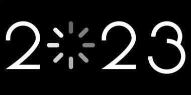 Vektör. Yeni yılın kutlu olsun 2023 logo metin tasarımı. 2023 basım logolu şablonlar tasarla. 2023 mutlu yeni yıl sembolleri koleksiyonu. Markalaşma, afiş, kapak, kartpostal için minimal arkaplan.