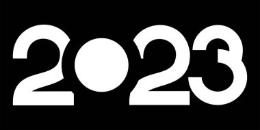 Vektör. Yeni yılın kutlu olsun 2023 logo metin tasarımı. 2023 basım logolu şablonlar tasarla. 2023 mutlu yeni yıl sembolleri koleksiyonu. Markalaşma, afiş, kapak, kartpostallar için minimalizm. Çember