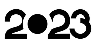Vektör. Yeni yılın kutlu olsun 2023 logo metin tasarımı. 2023 basım logolu şablonlar tasarla. 2023 mutlu yeni yıl sembolleri koleksiyonu. Markalaşma, afiş, kapak, kartpostallar için minimalizm. Çember