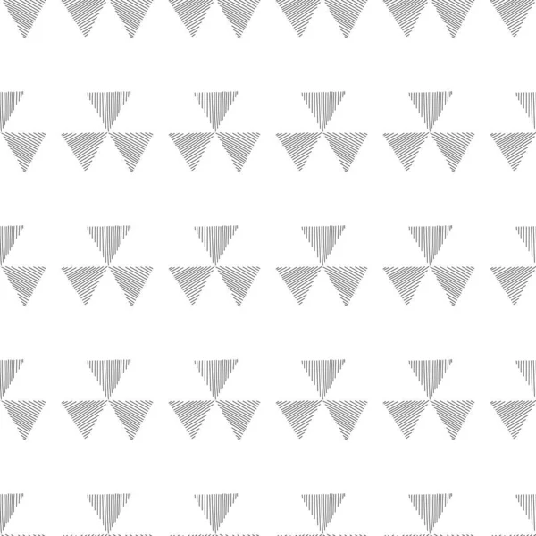 Vector Hand Drawn Seamless Monochrome Black White Pattern Striped Dotted — Vetor de Stock
