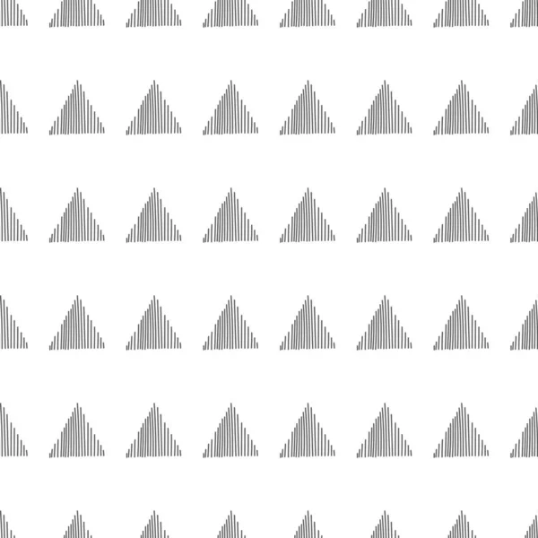 Vector Hand Drawn Seamless Monochrome Pattern Striped Triangles Dashes Stripes — Wektor stockowy