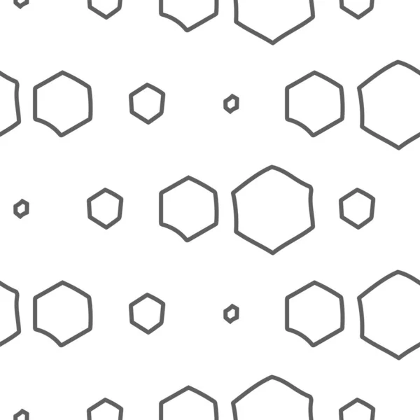 Vector Texture Contour Hexagon Monochrome Black White Grey Geometric Seamless — 스톡 벡터