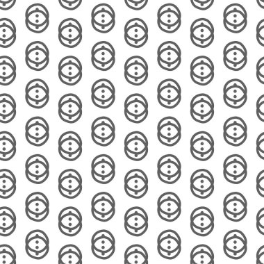 Vector. Geometric seamless pattern. Solid contour circles and dots connected to each other. Perforated background. Simple monochrome contrast pattern. Abstract pattern with simple geometric shapes.
