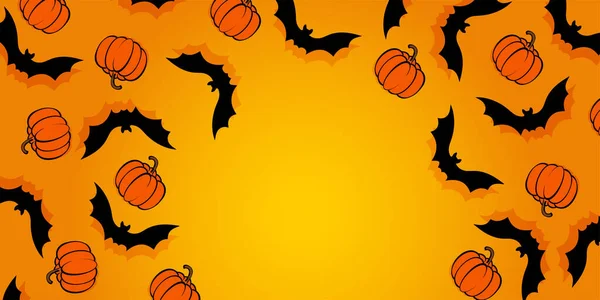 Vector Fondo Halloween Con Murciélagos Con Sombras Calabazas Decoraciones Navideñas — Vector de stock