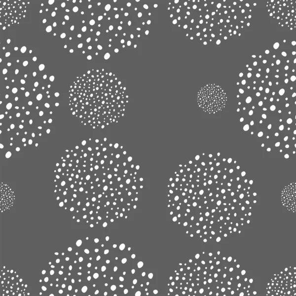 Vector Hand Drawn Polka Dot Texture Spotted Grey Black White — Stok Vektör