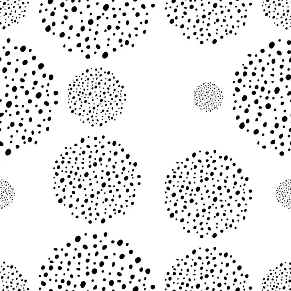 Vector Hand Drawn Polka Dot Texture Spotted Grey Black White — Stock Vector