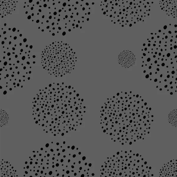 Vector Hand Drawn Polka Dot Texture Spotted Grey Black White — Stok Vektör