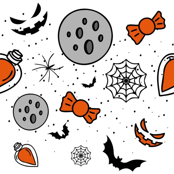 Vector Happy Colorful Halloween Background Funny Cartoon Style Background Hand — Stock Vector