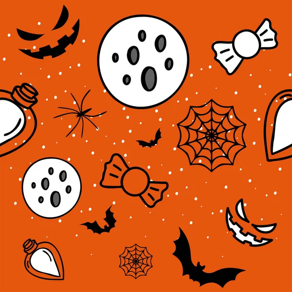 Vector Happy Colorful Halloween Background Funny Cartoon Style Background Hand — Stock Vector