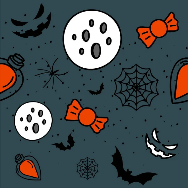 Vektor Boldog Színes Halloween Háttér Vicces Rajzfilm Stílus Háttér Kézzel — Stock Vector