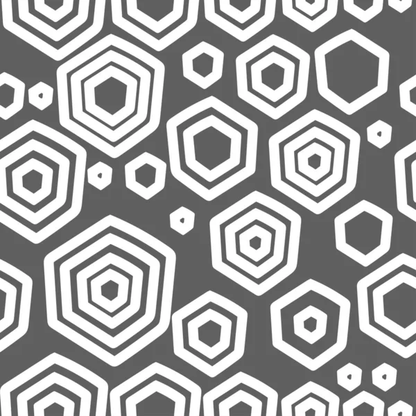 Vector Texture Contour Hexagon Monochrome Black White Grey Geometric Seamless — 스톡 벡터