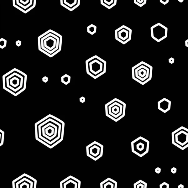 Vector Texture Contour Hexagon Monochrome Black White Grey Geometric Seamless — 스톡 벡터